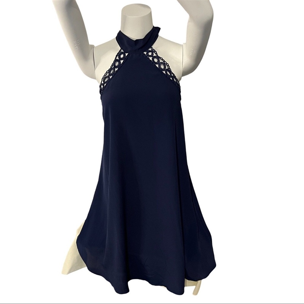 Lulus Dress Womens Size M Blue Short Halter Neck Lace Cocktail Club Wear
Formal